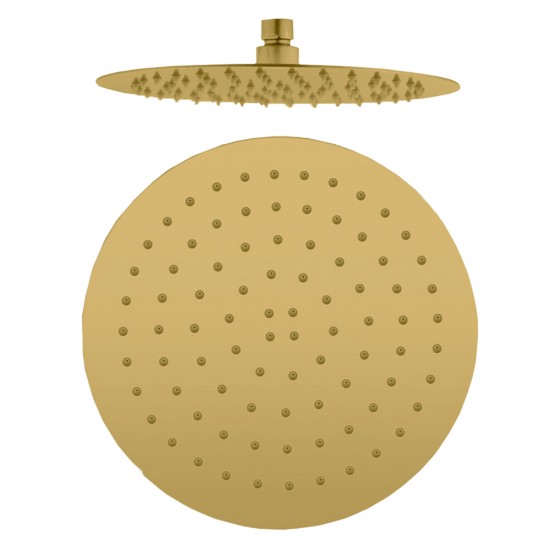250mm 10 inch Stainless steel Super-slim Round Brushed Yellow Gold Rainfall Shower Head 